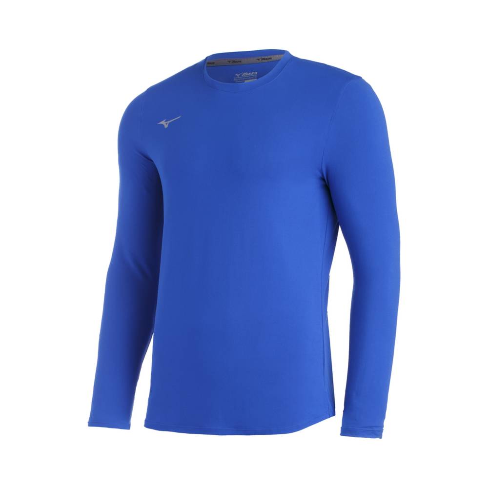 Maglie Running Mizuno Baseball Comp Diamond Long Sleeve Crew Uomo - Blu Reale - 85910-ZRLV